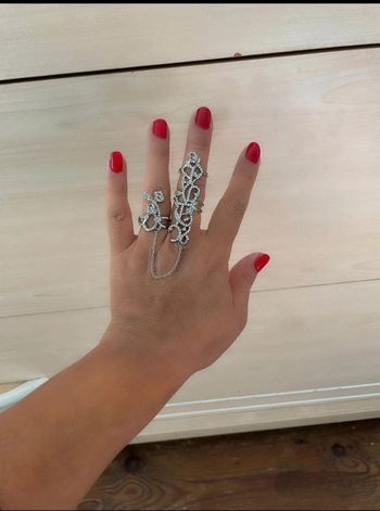 Magnifique double bague ajustable strass.