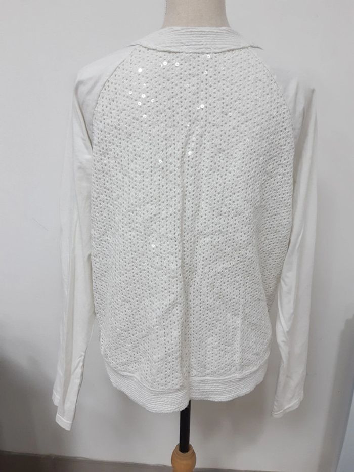 Pull blanc avec sequins One - photo numéro 5