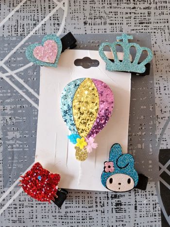 Pinces barrettes cheveux bébé enfant fille bleu paillettes