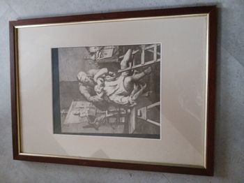 tableau noir et blanc cadre bois marron et doré 38 x 52 cm