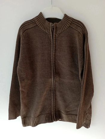 Pull zippé en maille vert kaki Tex 4-5 ans