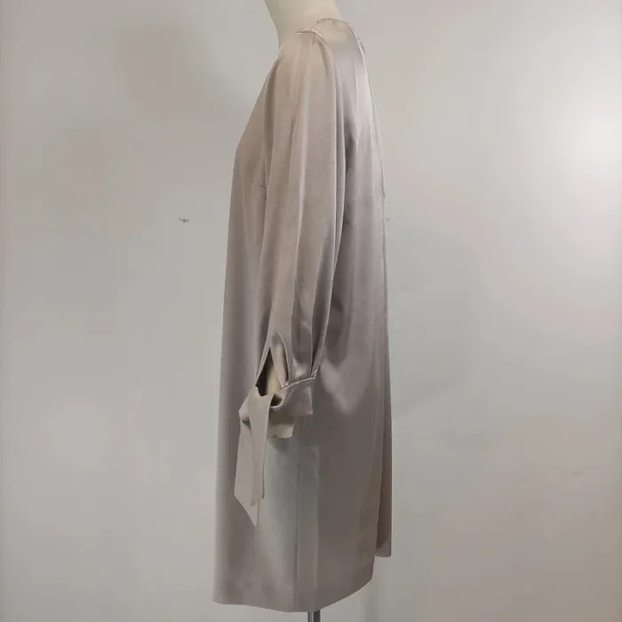 Robe Paule Ka gris perlé - manches longues - cérémonie gris clair satiné taille 42 - A272 - photo numéro 4