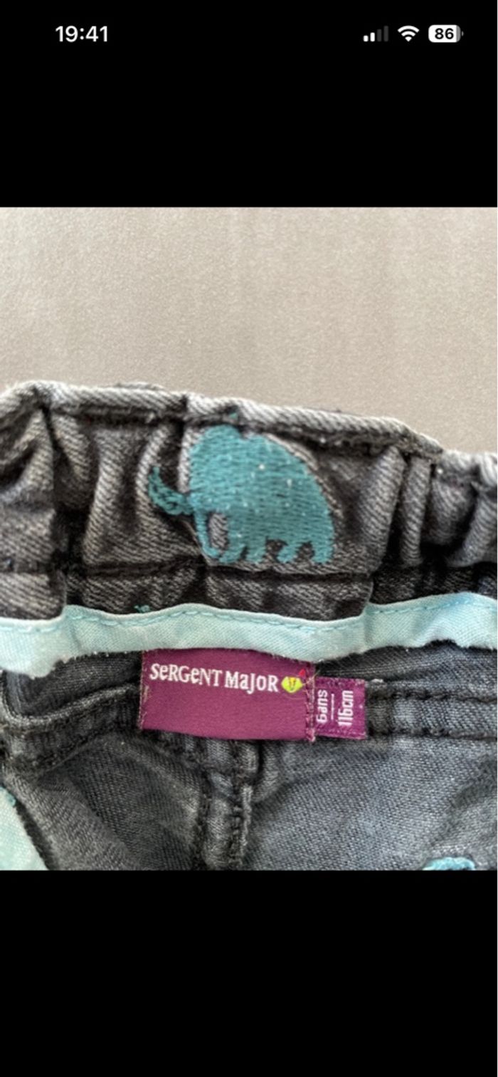 Jean Sergent-major Noir 6ans 116cm enfants garçon Brodé Délavé - photo numéro 2