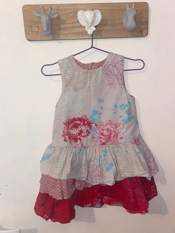 Magnifique robe rare à volants doublée mousseline, 18 mois, Kenzo.