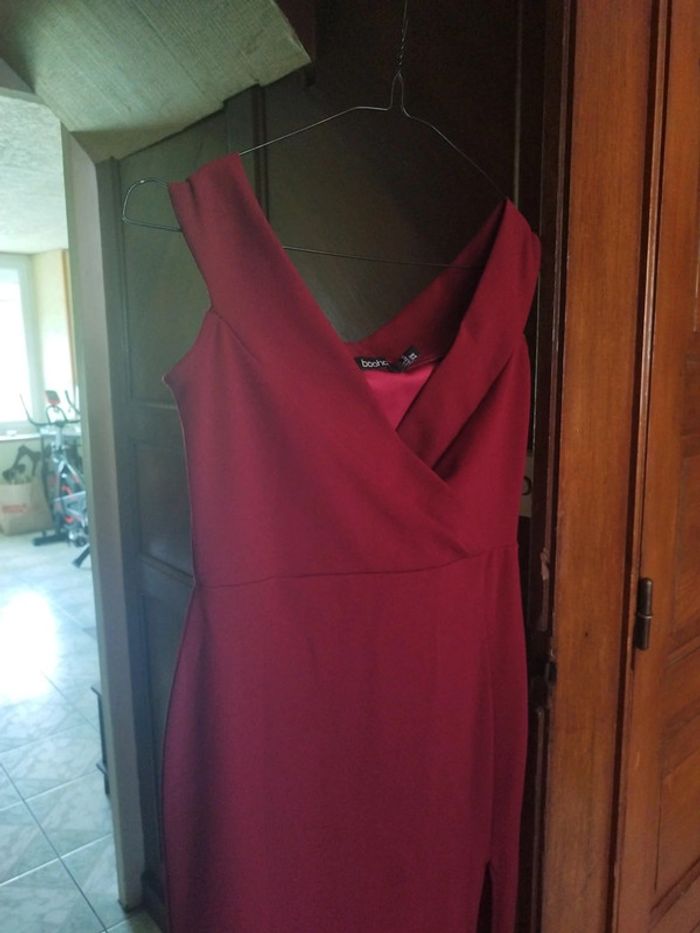 Robe longue évasé rouge bordeaux vintage S/36 - photo numéro 6
