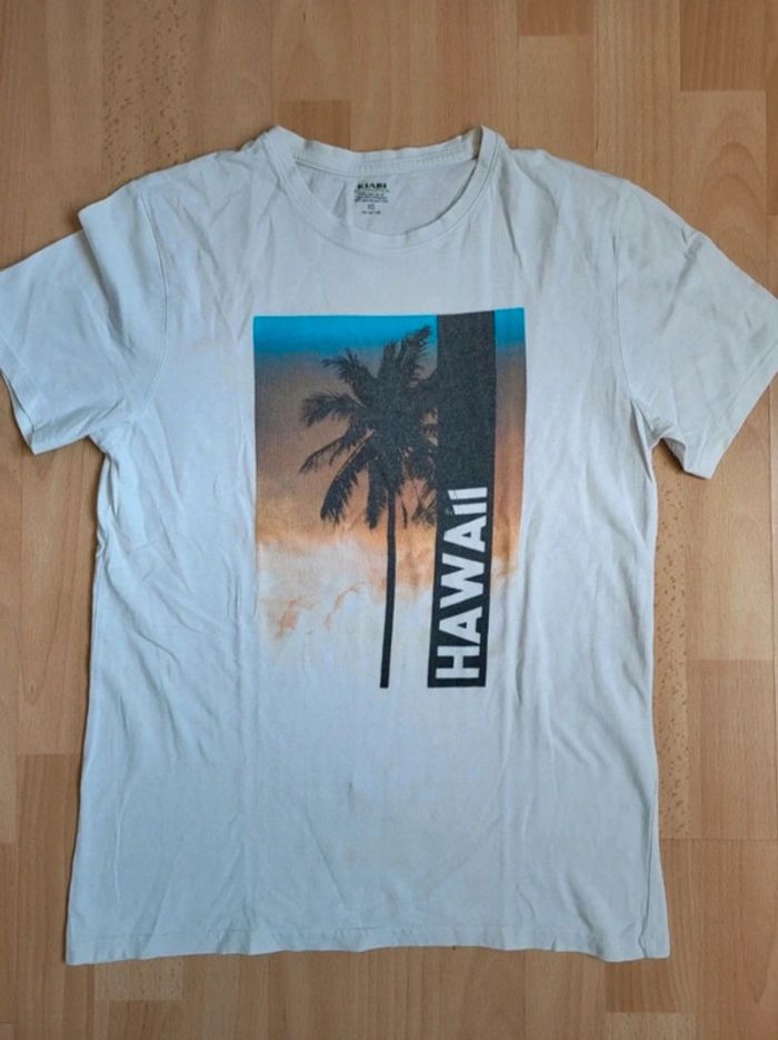 T-shirt blanc en coton biologique imprimé Hawaï 14 ans - photo numéro 2