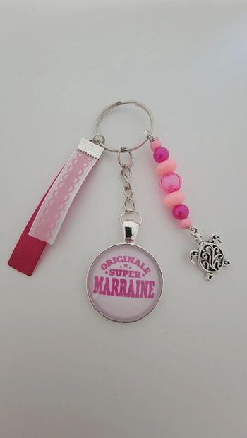 Cadeau marraine, porte clé message bijoux de sac " super originale marraine "