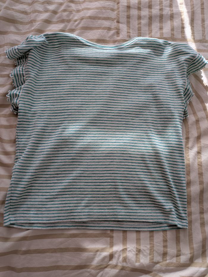 T-shirt Bonobo - Maille Bouclette Rayée & Volants - photo numéro 3