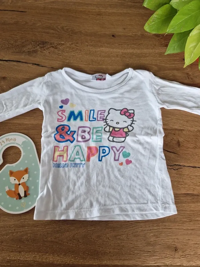 T-shirt manches longues blanc - Taille 24 mois - Hello Kitty - photo numéro 3