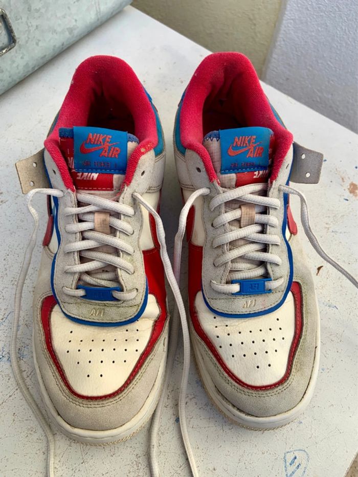 🔝 Air Force One Shadow blanche rouge et bleu taille 41 - photo numéro 3