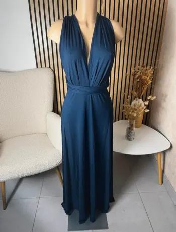 Robe 100% viscose bleu marine multi positions