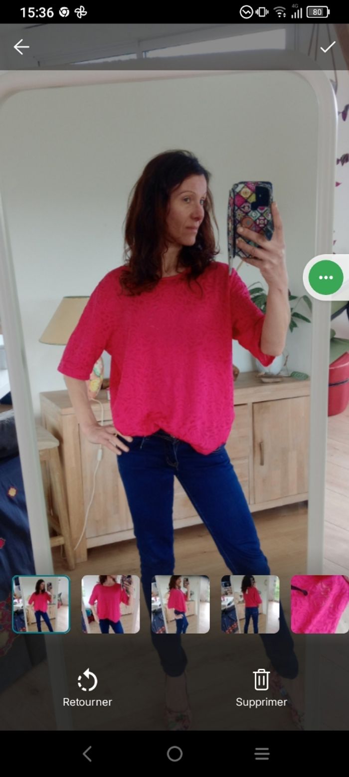 Top femmes 48 fushia à motifs rose c78