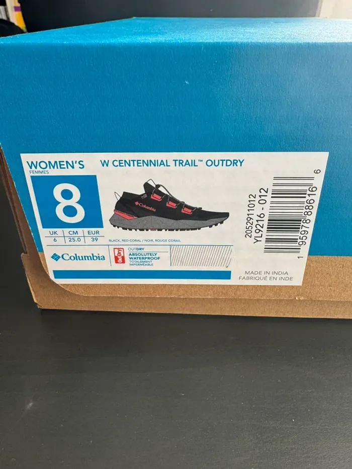 Baskets Columbia Centennial Trail Outdry taille 39 noir rouge corail - photo numéro 8