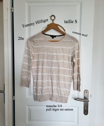 Pull manche 3/4 maille fine léger Tommy Hilfiger taille S