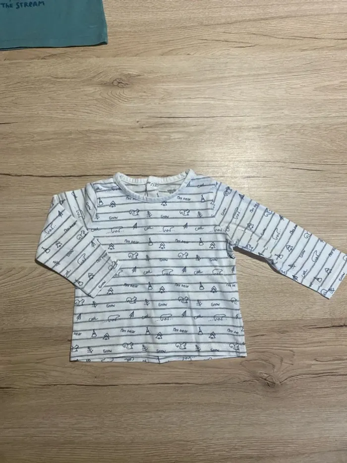 Tee-shirt manche longue motif forêt hiver bébé garçon 9 mois Vertbaudet