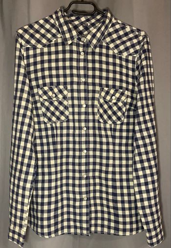 Chemise à carreaux »Pimkie »bleu marine et blanche