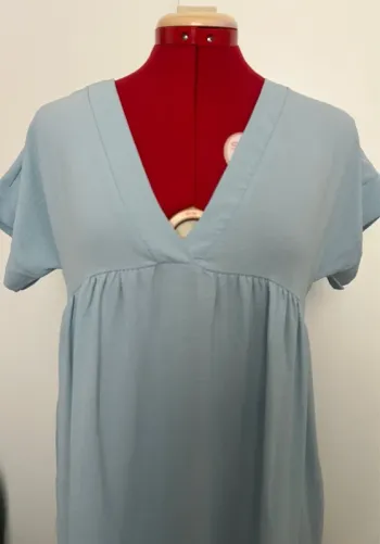 Robe longue volants bleu ciel