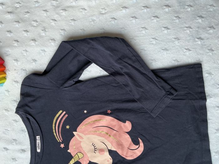 teeshirt manches longues marine dessin licorne rose devant 12 ans gémo - photo numéro 6