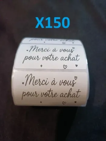 Lot de 150 étiquettes “Merci à vous pour votre achat” 60×30 mm Idéal pour emballages
