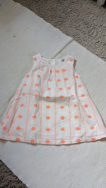Robe blanche à motifs orange fluo 12 mois