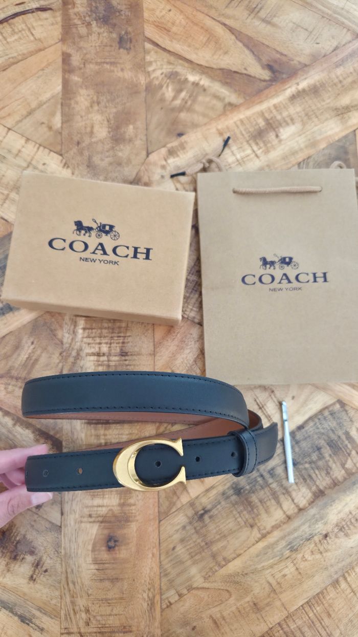 Ceinture Coach noir avec boucle C dorée Taille 100