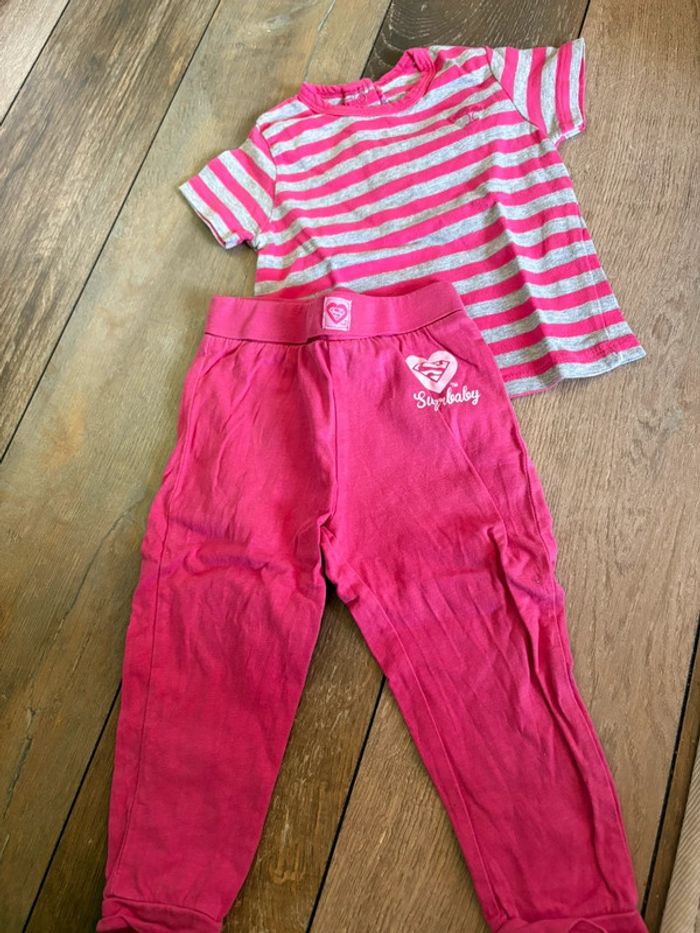 Ensemble rose et gris fille 9 mois