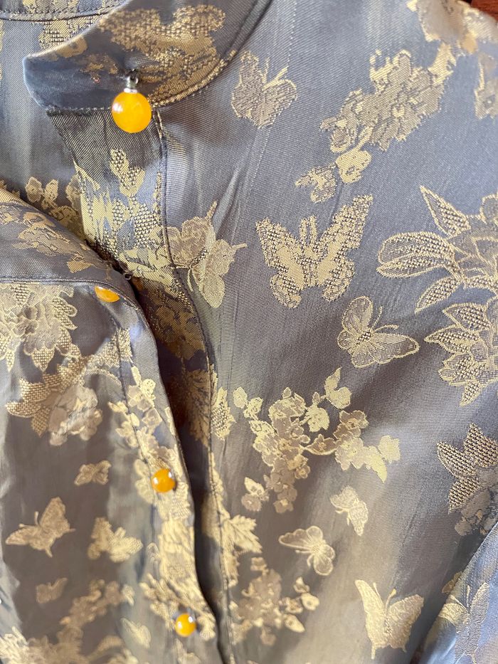 Chemise traditionnelle vert jaune, col Mao , manches longues - photo numéro 3