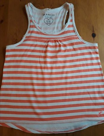 Débardeur rayé orange et blanc 5/6 ans