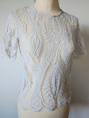 Prix fixe 💎haut top tee-shirt blanc tout en dentelle t xs s Zara