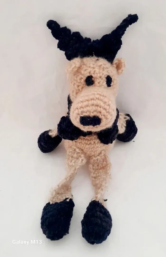 Décoration de Noël Renne beige et bleu marine