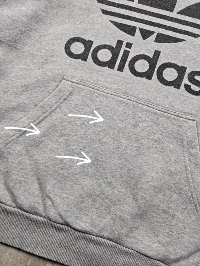 Sweat à Capuche Adidas Gris Logo Trefoil Vintage Streetwear Unisexe taille L - photo numéro 3
