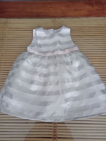 Magnifique robe grise, blanche et rose de cérémonie NEUVE