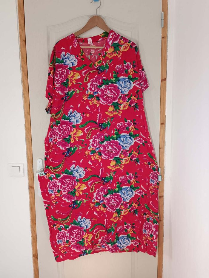 Robe ample floral rouge 50 5XL
