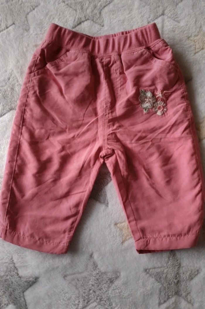 Pantalon rose fille hiver doublé 3 mois