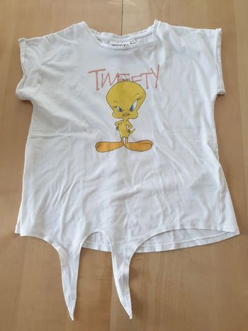 T-shirt à nouer fille 12 ans titi blanc