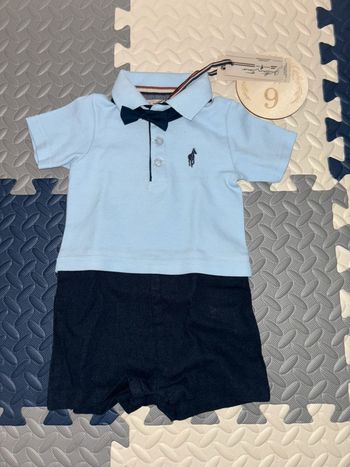 Combinaison courte avec nœud papillon 9mois - Bleu