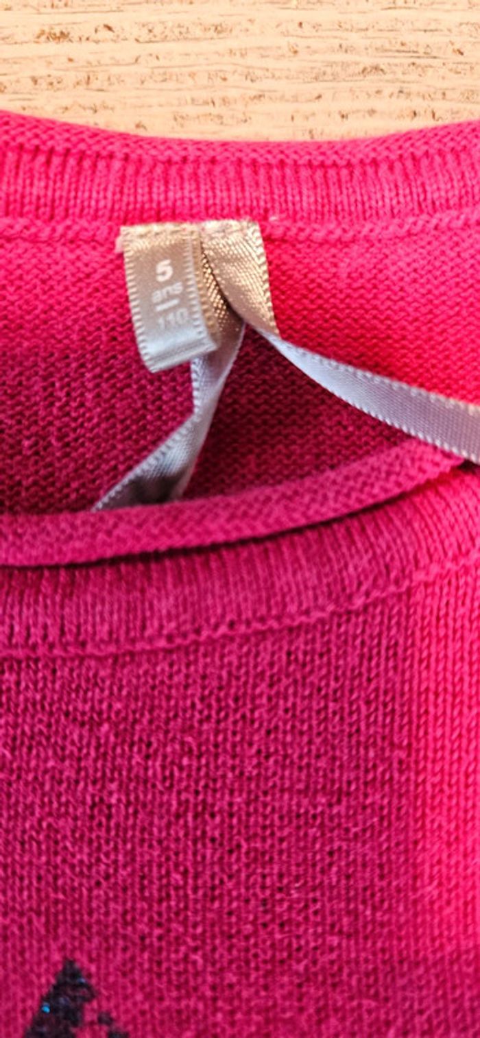 Pull léger à manches longues, rose fushia, Orchestra, taille 5 ans, peu mis - photo numéro 4
