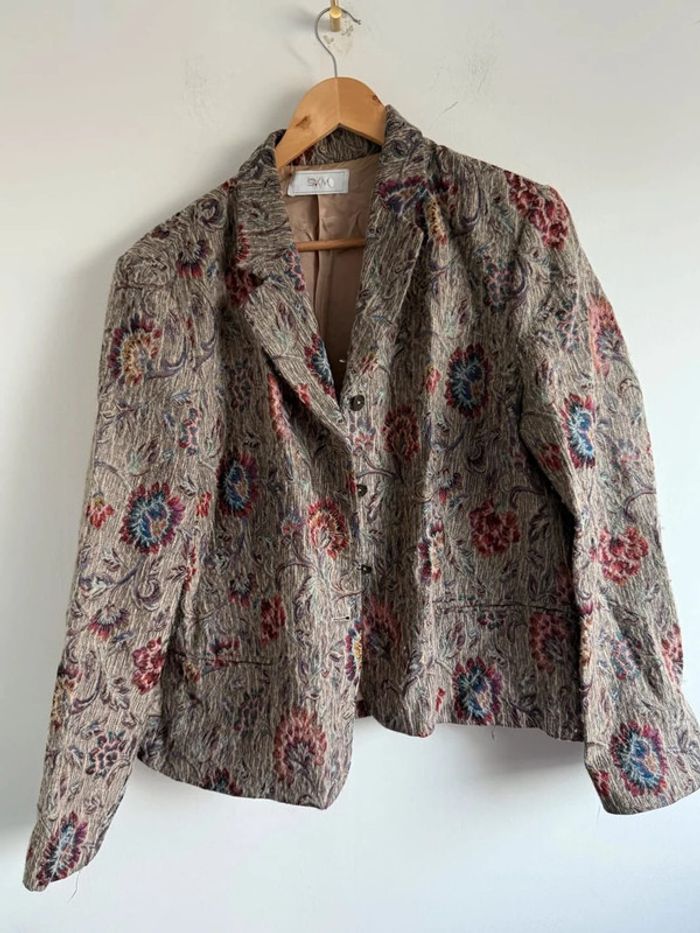 Blazer vintage fleurie en laine