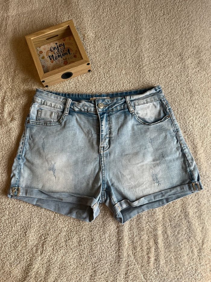 Short en jean effet usé VS Miss – taille 42 – poches & passants ceinture
