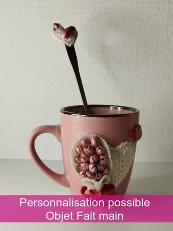 Fait main Mug décoré avec pâte polimaire abr035