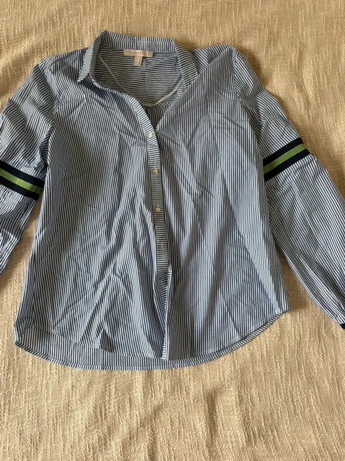 Blouse, esprit à rayures bleues, taille 40 - photo numéro 2