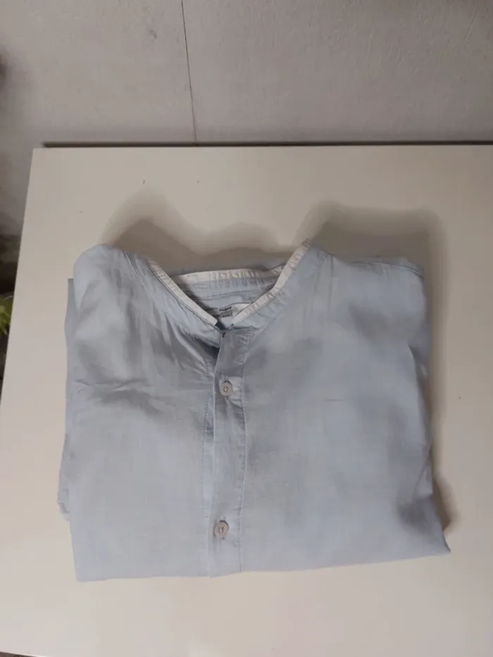 Chemise bleu ciel, col mao "Jules" - photo numéro 3
