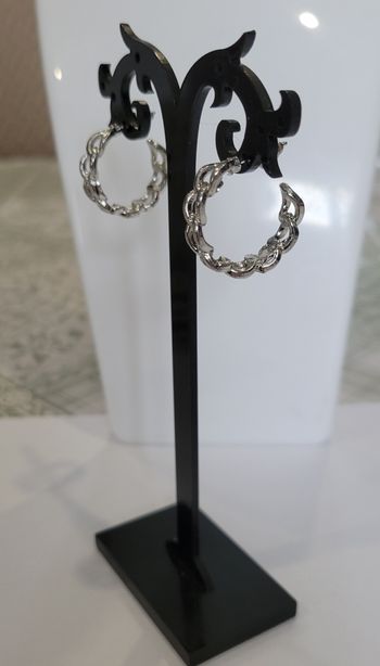 boucles d'oreilles anneaux mini creoles chaine argentée ! NEUF !