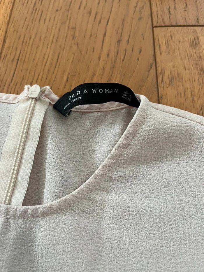 Teeshirt blouse chemisier Zara taille S rose pâle dentelle - photo numéro 3