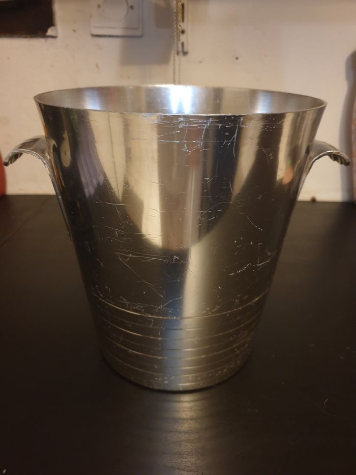 Seau à champagne en inox vintage années 80 19 cm - photo numéro 5