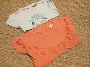 2 t shirt corail Tape à l'oeil et bleu ciel Sergent-major  8 ans