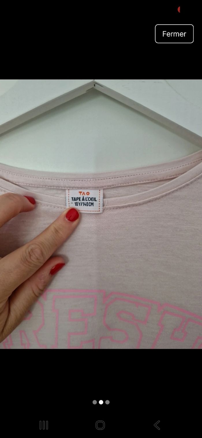 Tee-shirt rose avec motif - photo numéro 2