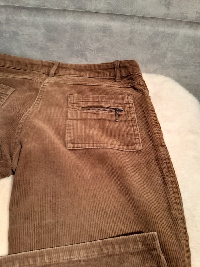Pantalon Évasé Femme Velours Côtelé Marron - Lisaka - T.38 - photo numéro 5