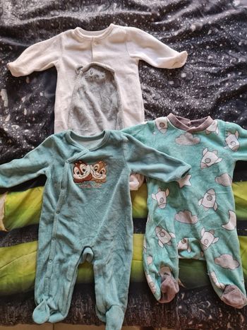 Lot de 3 pyjamas grenouillères