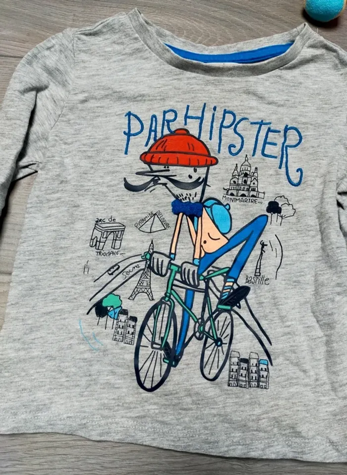 T shirt manches longues gris Paris 3 ans Tape à l'oeil - photo numéro 2